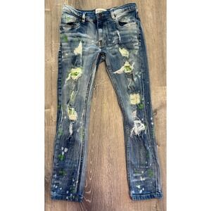FWRD Denim Boys Distressed Paint Splatter Jeans Blue Size 14 Streetwear School